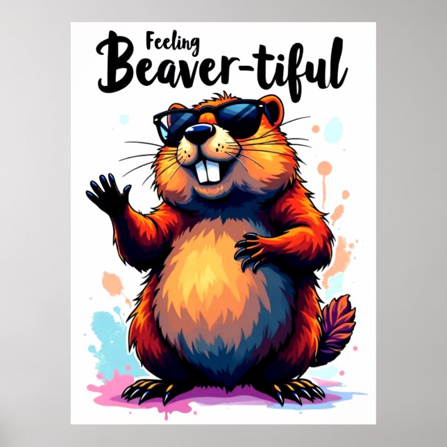 Känn beavertike - Lustigt beavers grafik Poster (Framsidan)