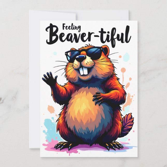 Känn beavertike - Lustigt beavers grafik Spara Datumet (Framsida)