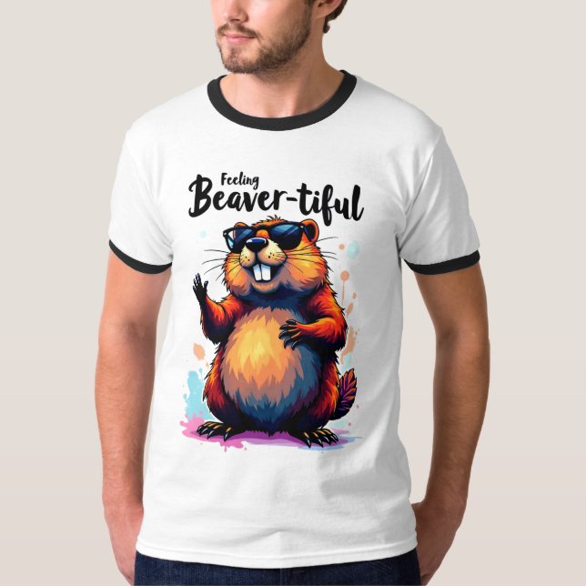 Känn beavertike - Lustigt beavers grafik T Shirt (Framsida)