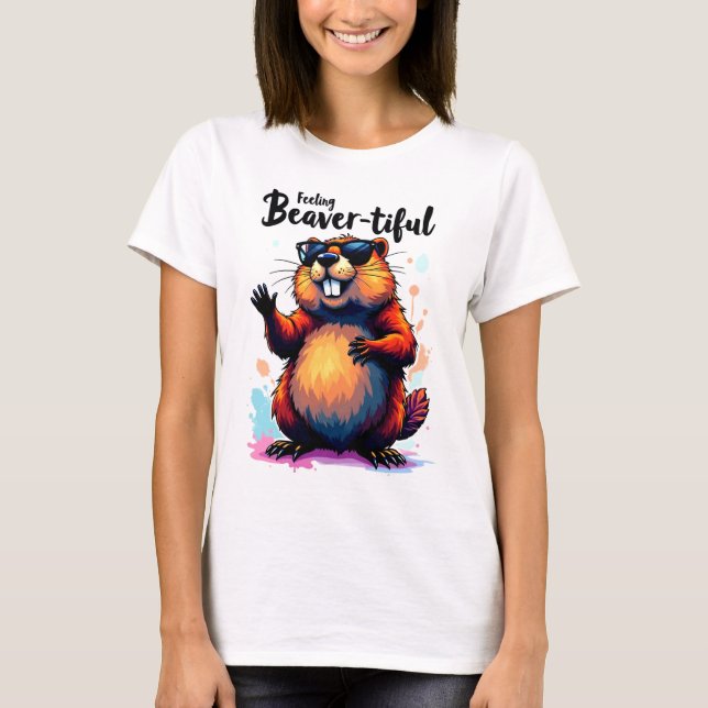 Känn beavertike - Lustigt beavers grafik T Shirt (Framsida)