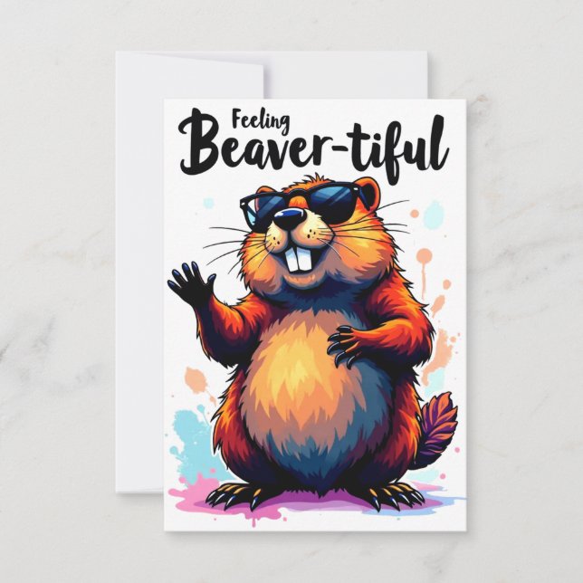 Känn beavertike - Lustigt beavers grafik Tack Kort (Framsida)