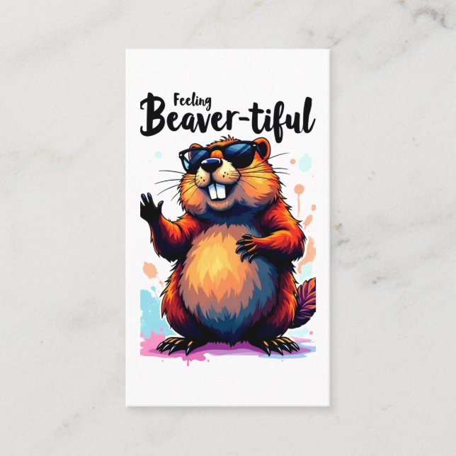 Känn beavertike - Lustigt beavers grafik Visitkort (Framsida)
