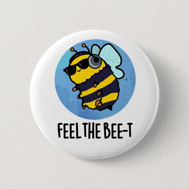 Känn Bee-t Funny Bee Pun Knapp (Framsida)