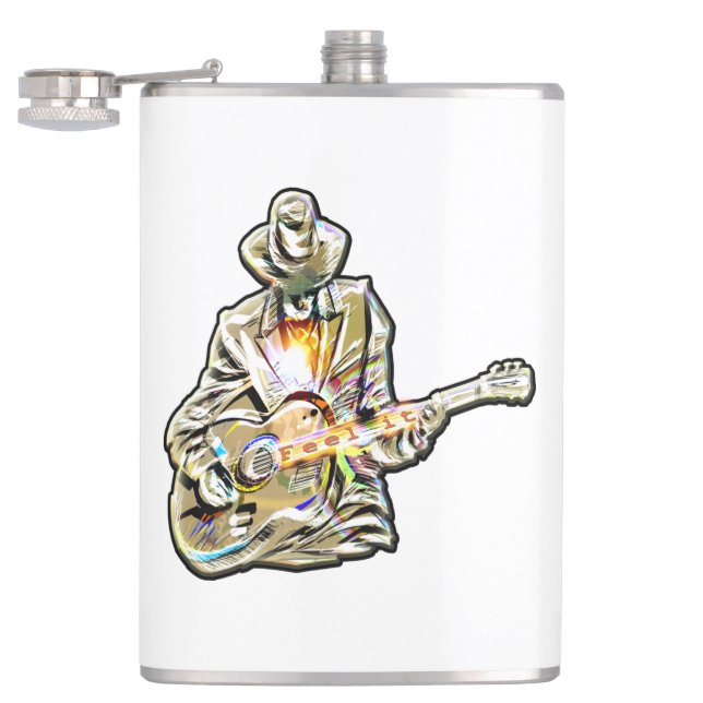 Känn blåsorna - konstnärlig gitarr-design fickplunta (Öppnad)