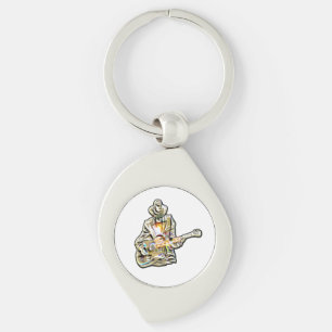 Känn blåsorna - konstnärlig gitarr-design swirl silverfärgad nyckelring