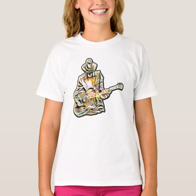 Känn blåsorna - konstnärlig gitarr-design t shirt (Framsida)