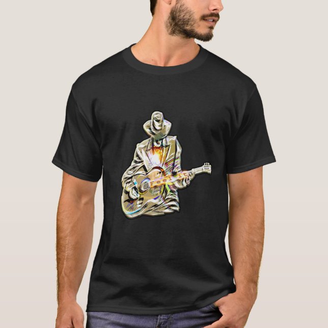 Känn blåsorna - konstnärligt gitarr t shirt (Framsida)
