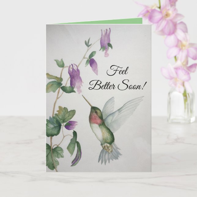 Känn dig bättre snart Cheer Joy få bra hummingbird Kort (Orkide)