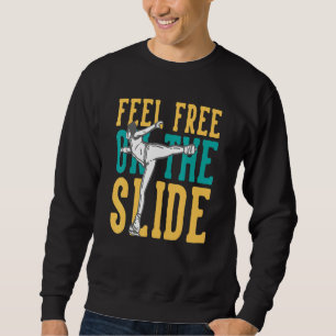 Känn dig fri från slide Ice Skating Girl Figur Lång Ärmad Tröja