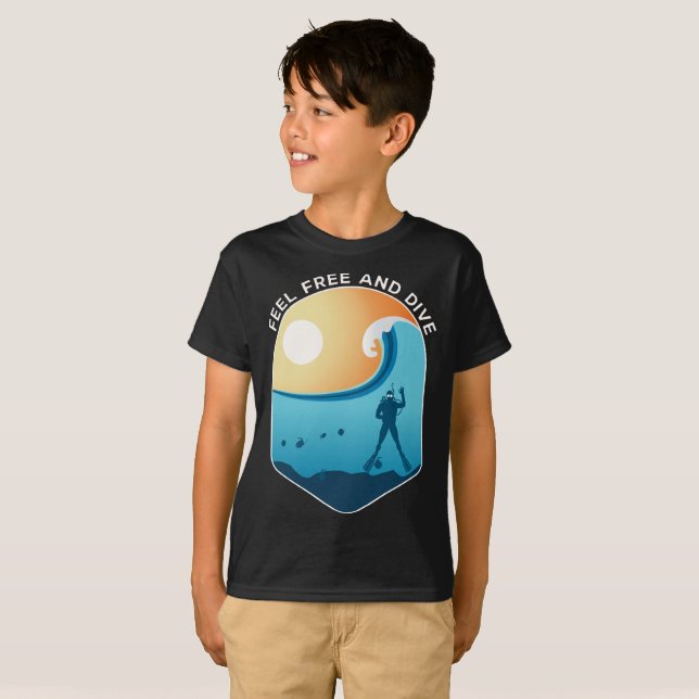 Känn dig fri och dyr Dyka Divers Freediving T Shirt (Hel framsida)