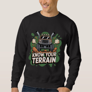 Känn Din Terräng Grön 4x4 Off Road Lastbil Tecknad Lång Ärmad Tröja