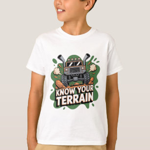 Känn Din Terräng Grön 4x4 Offroad Lastbil Tecknad  T Shirt