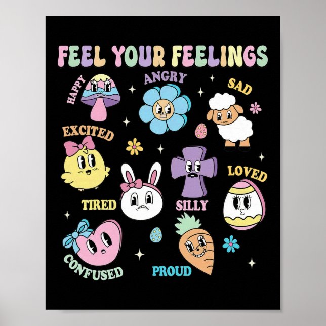 Känn dina känslor för psykisk hälsa, estetisk Påsk Poster (Framsidan)