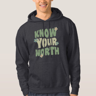 känn ditt värde vintage groovy citat hoodie