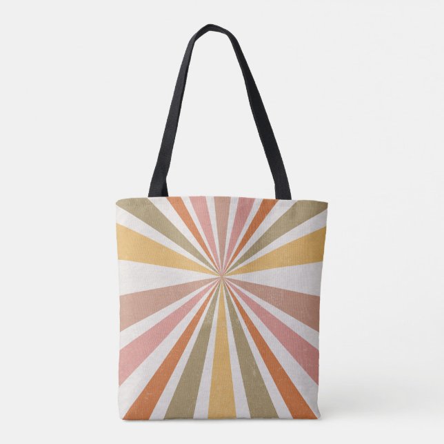 Känn Groovy Retro Hippie Rainbow Sunburst 70-talet Tygkasse (Baksida)