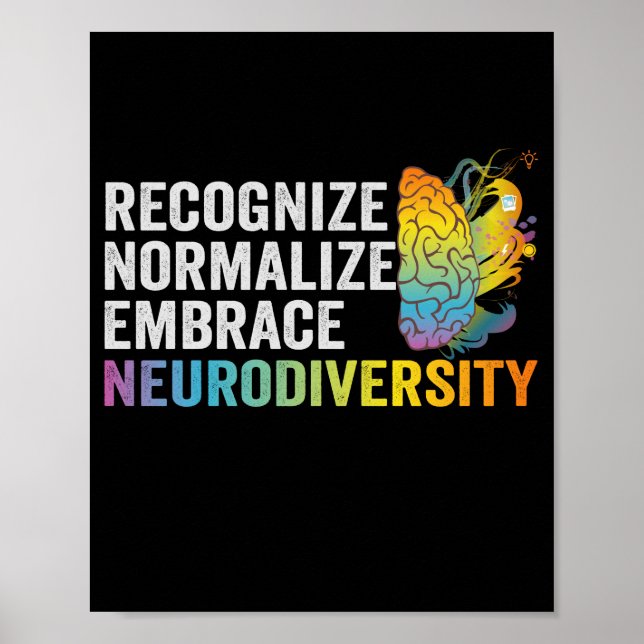 Känn igen normalisera Embrace Neurodiversity ADHD Poster (Framsidan)