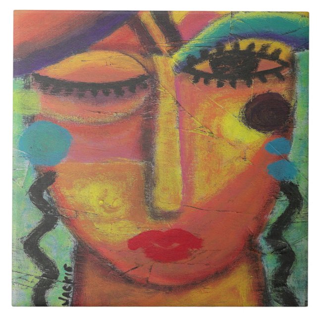 Känn inte till att Abstrakt inte har akrylmålning  Kakelplatta (Framsidan)