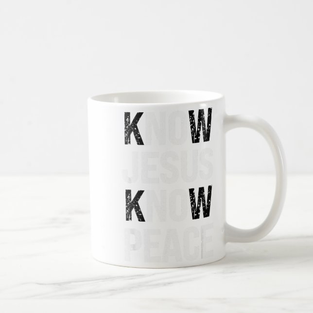 Känn Jesus Känn Fred Tro Kristna  Kaffemugg (Höger)
