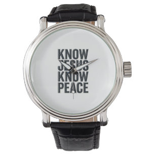Känn Jesus Känn Fred Vintage Kristen Typografi Armbandsur