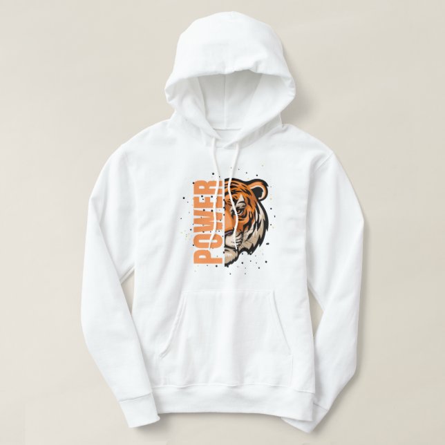 Känn kraften - den djärva tigergrafik som roterar hoodie (Design framsida)
