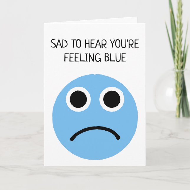 Känn Ledsen Blue Frowning Ansikte Emoji Card Kort (Framsida)
