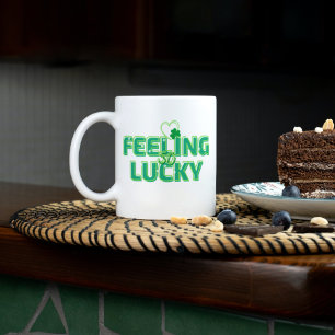 Känn Lucky Retro Quote St patrick's day Två-Tonad Mugg