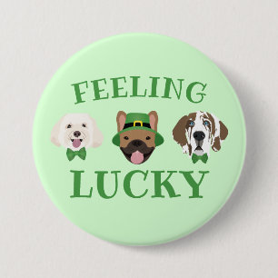 Känn Lucky St patricks day Hund Ansikte Knapp
