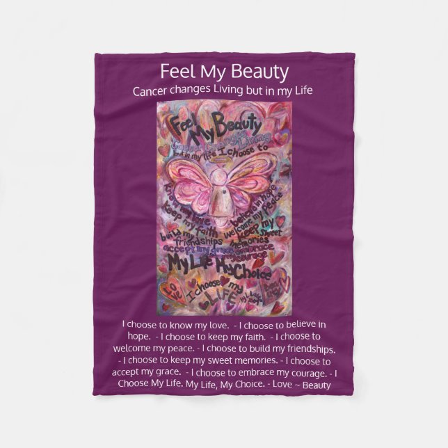 Känn min Dikt av cancer Rosa Angel Soft Blanket Fleecefilt (Framsidan)