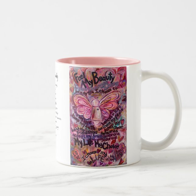 Känn min skönhet Rosa Cancer Angel Mugg (Höger)