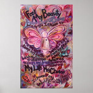 Känn min skönhet Rosa Cancer Angel Poster