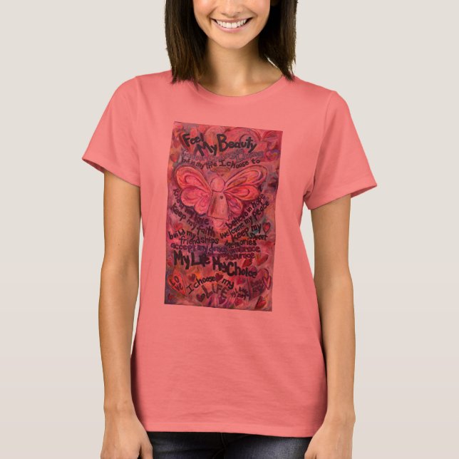 Känn min skönhet Rosa Cancer Angel T-shirt (Framsida)