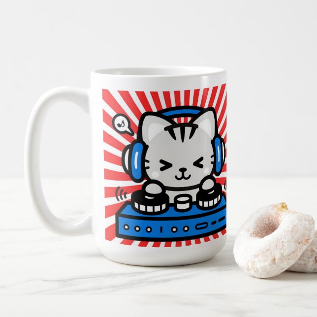 Känn musiken mugg, Söt kattmugg Kaffemugg (Med munk)