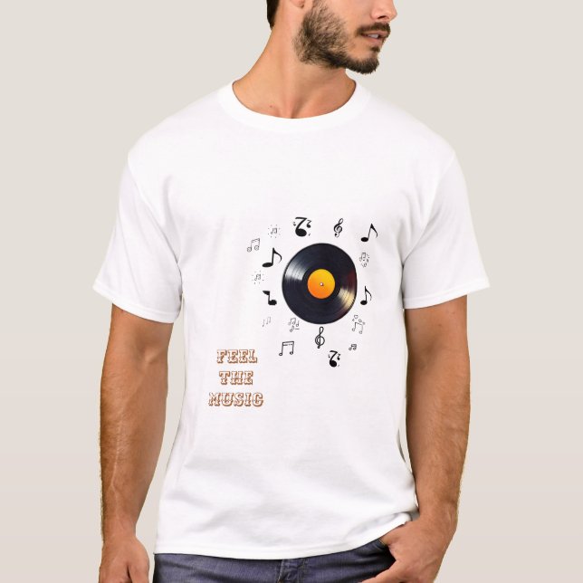 Känn musiken - Retro Vinyl Art T Shirt (Framsida)