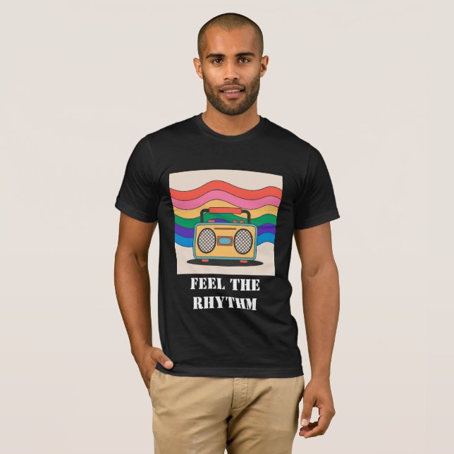 Känn rytmen Retro Boombox T Shirt (Hel framsida)