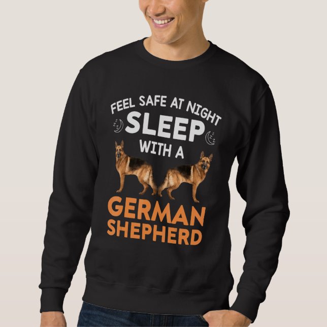 Känn Säker på natten med en tysk shepherd Lång Ärmad Tröja (Framsida)