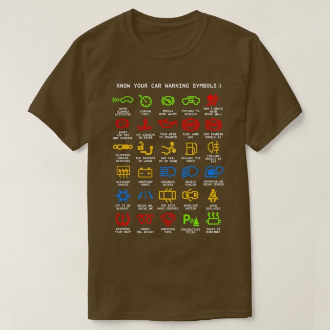 Känn till din bilvarning ljus Mechanics Funny Sarc T Shirt (Design framsida)