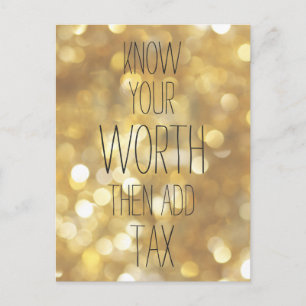 Känn till ditt värde - Guld Bokeh inspirationsoffe Vykort