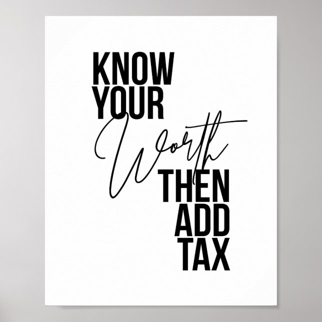 Känn till ditt värde och lägg sedan till skatt poster (Framsidan)