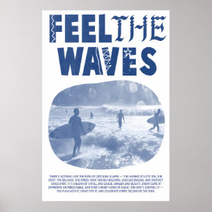 Känn Vågorna Surftryck Blå Havskonst, Kust Poster