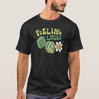 Känna Lucky Dice Retro Groovy St patrick's day W T Shirt