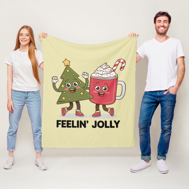 Känner dig glad julgran älskare av kaffe vinter fleecefilt (På plats)