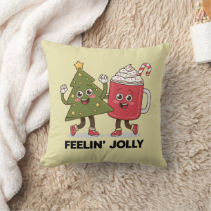 Känner dig glad julgran kaffebröd vintrig kudde