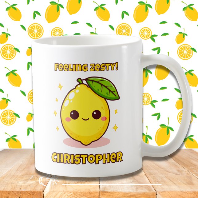 Känner dig peppig söt kawaii citron personlig kaffemugg (Skapare uppladdad)