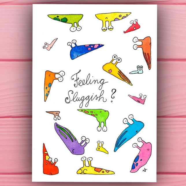 Känner du dig slö? Tillfriskna snart. vykort (Skapare uppladdad)