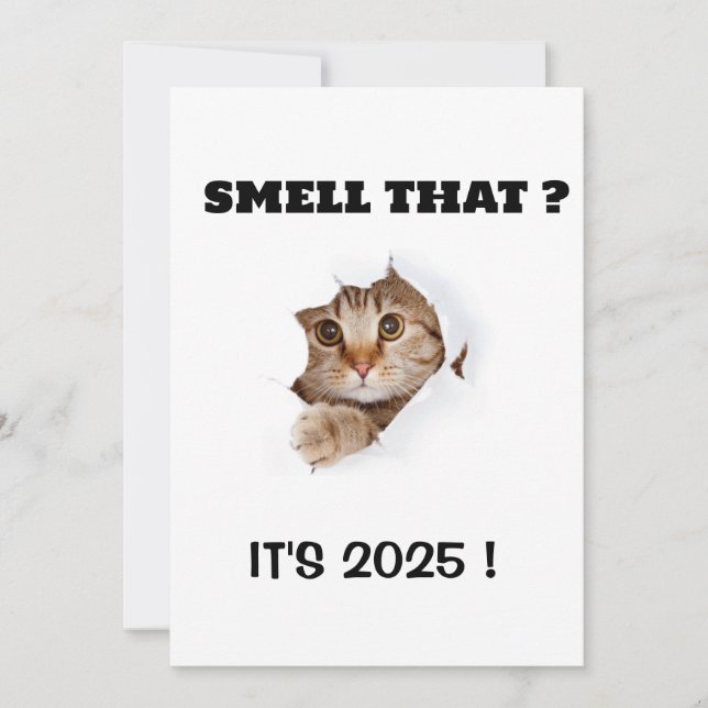KÄNNER DU DOFTEN? DET ÄR 2025 Roligt kattcitat Jul Julkort (Framsida)
