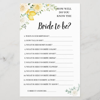Känner du till Bride Lemon&Ro Shower-spelkortet? Flygblad