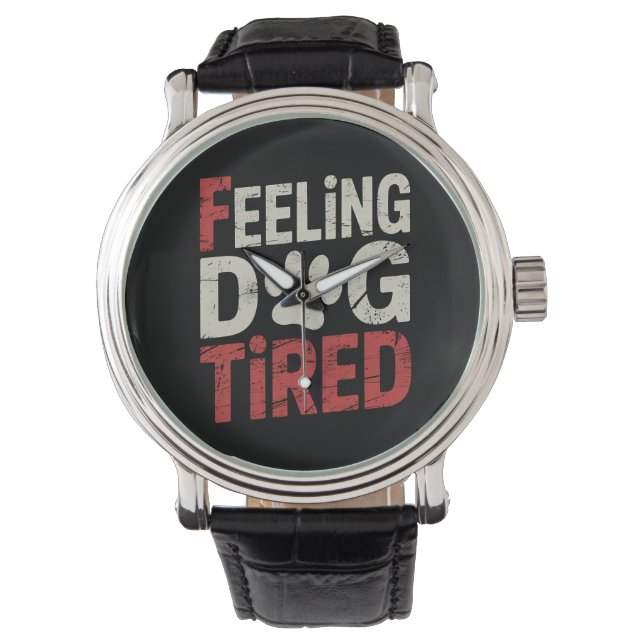 Känner hundtrött rolig retro vintage armbandsur (Framsida)