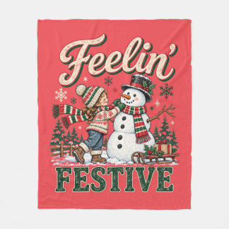 Känner julstämning Snömannen barn Fleecefilt