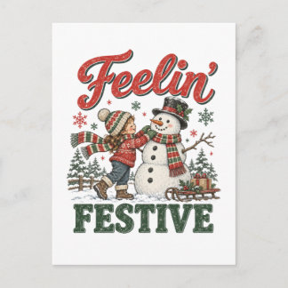 Känner julstämning Snömannen barn Inbjudan Vykort