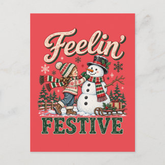 Känner julstämning Snömannen barn Inbjudan Vykort